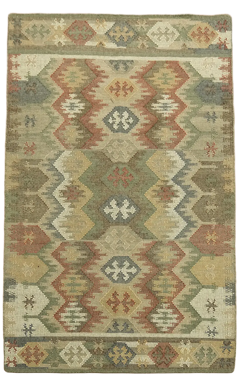 Flat-Weave Geometric Kilim Wool Area Rug 5x8