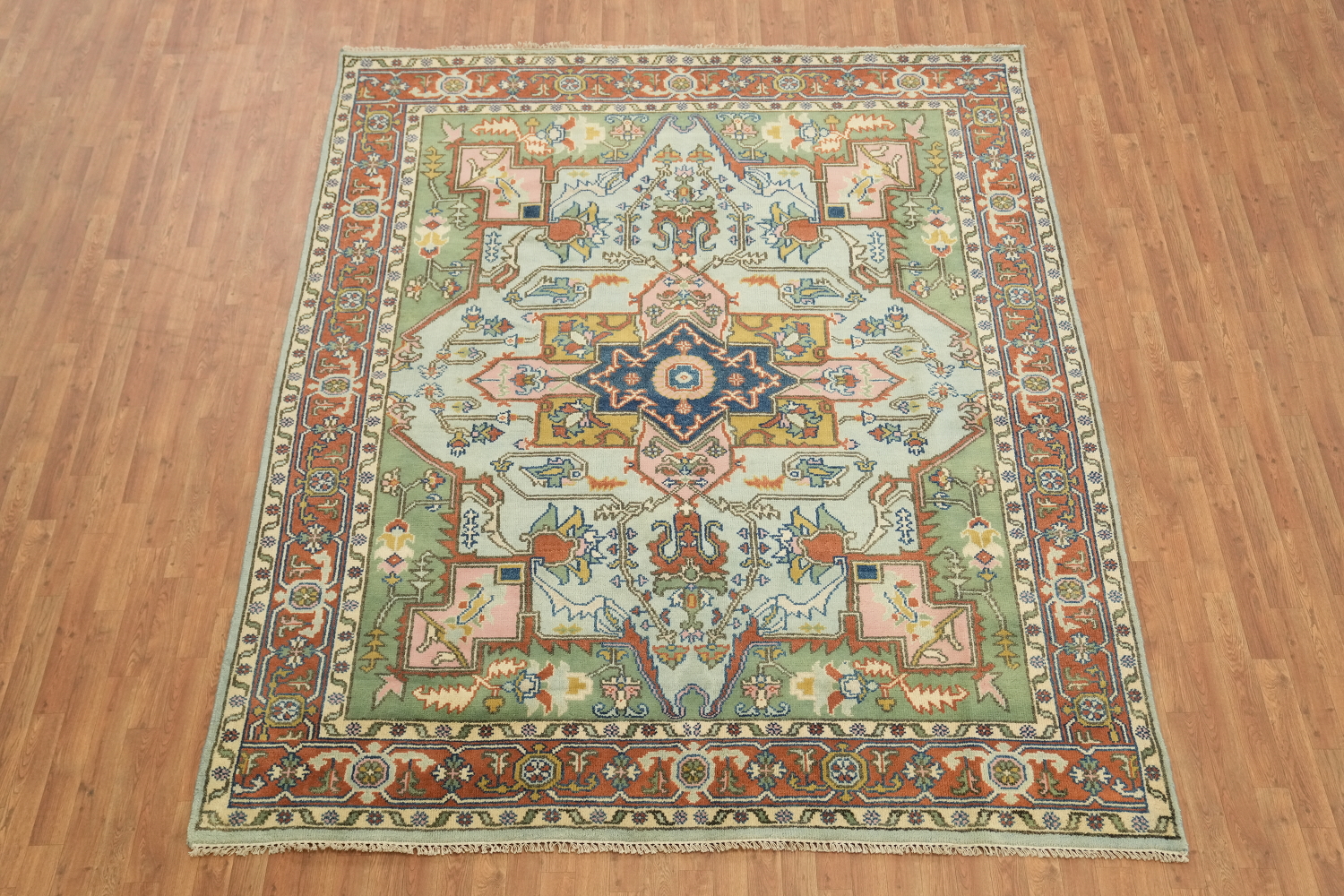 8'x10' Blue and Green Heriz-Serapi Traditional Rug