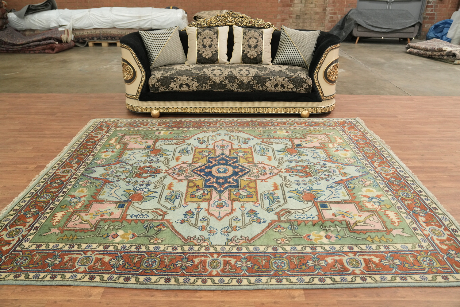 8'x10' Blue and Green Heriz-Serapi Traditional Rug