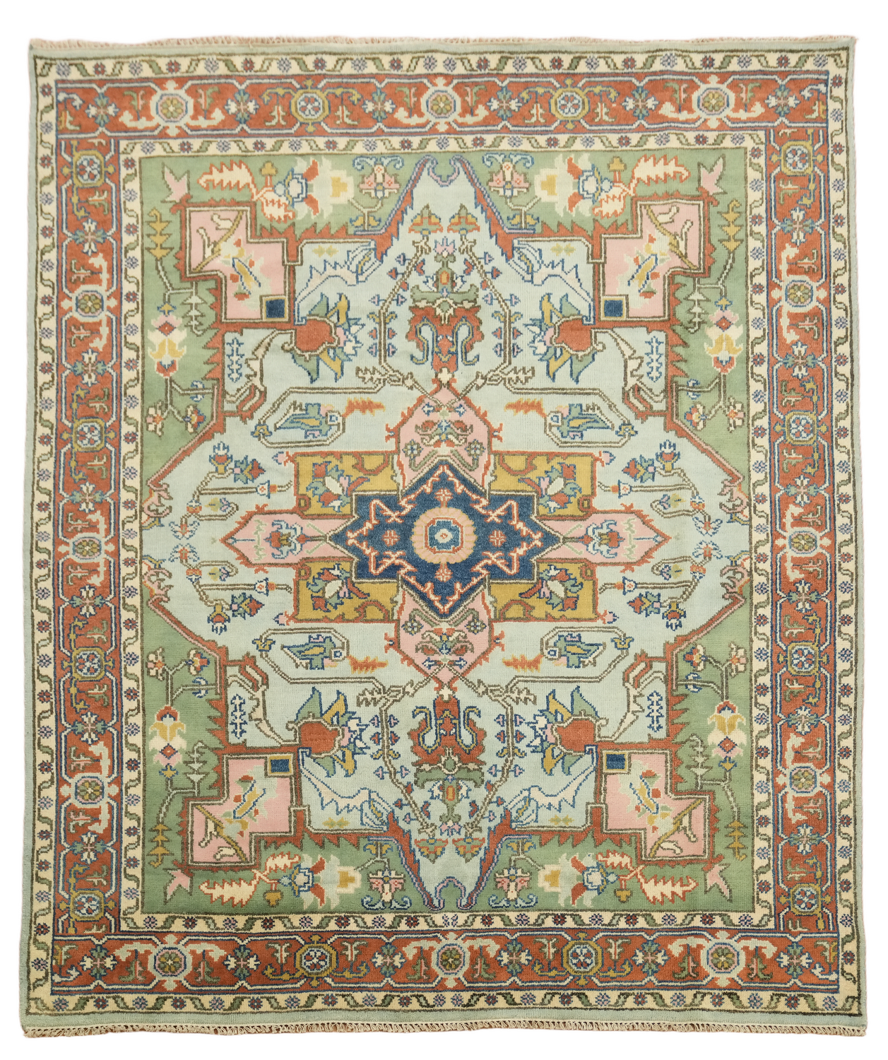 8'x10' Blue and Green Heriz-Serapi Traditional Rug