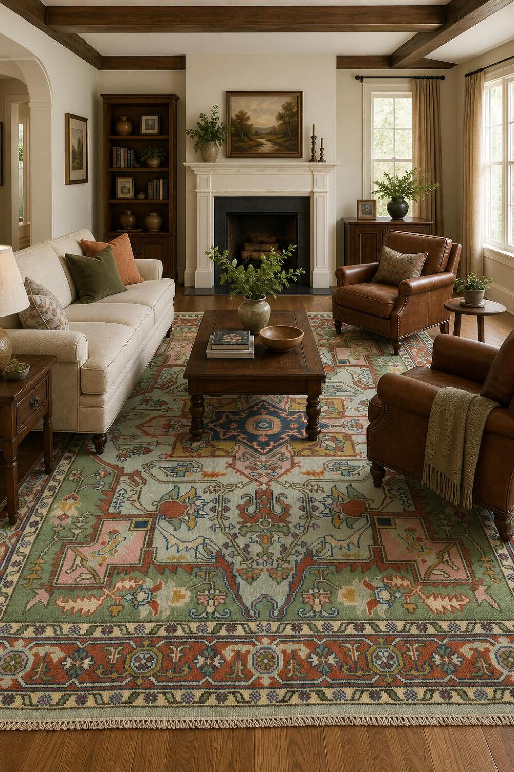 8'x10' Blue and Green Heriz-Serapi Traditional Rug