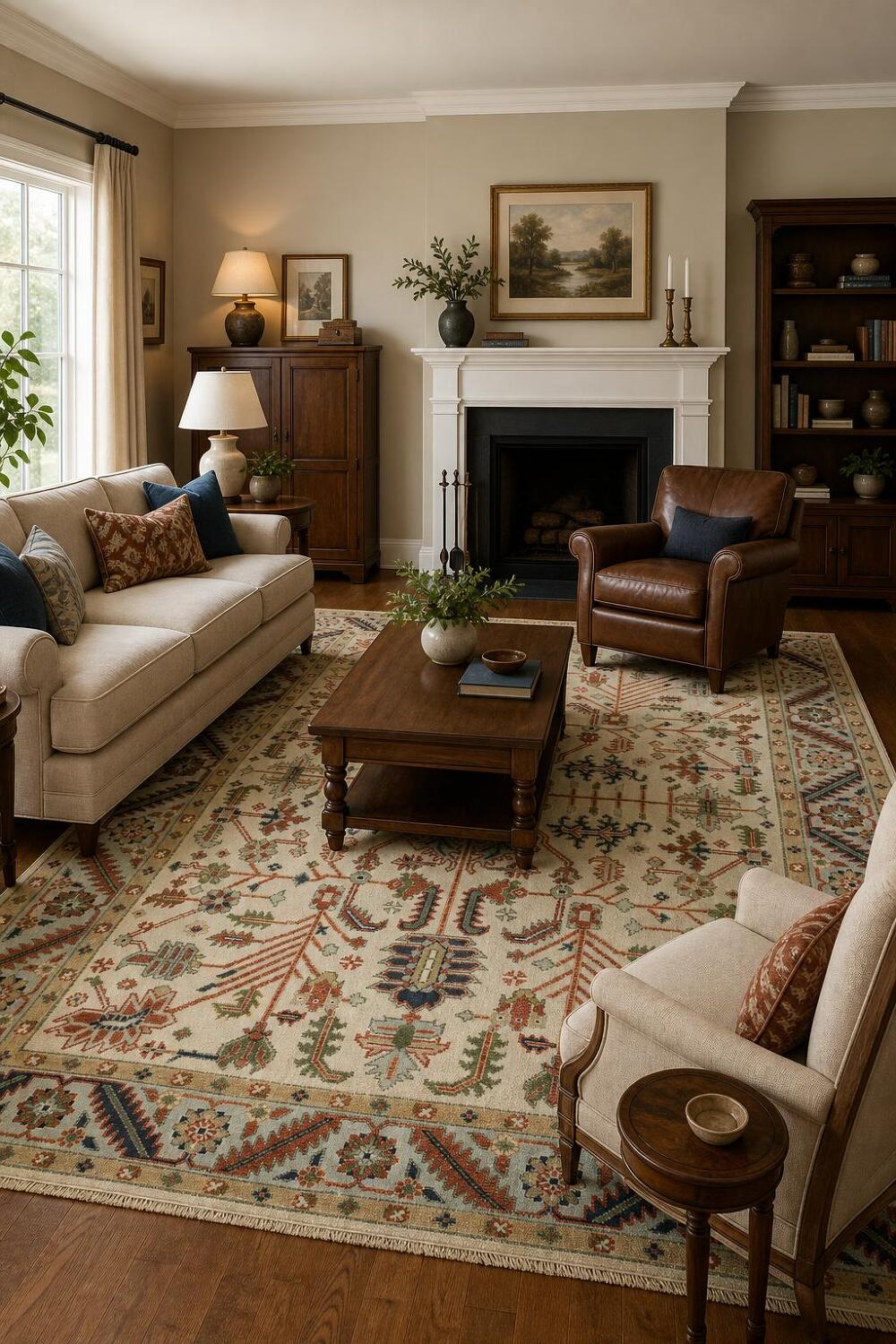 8'x10' Vintage-Inspired Rug with Earthy Tones and Classic Patterns