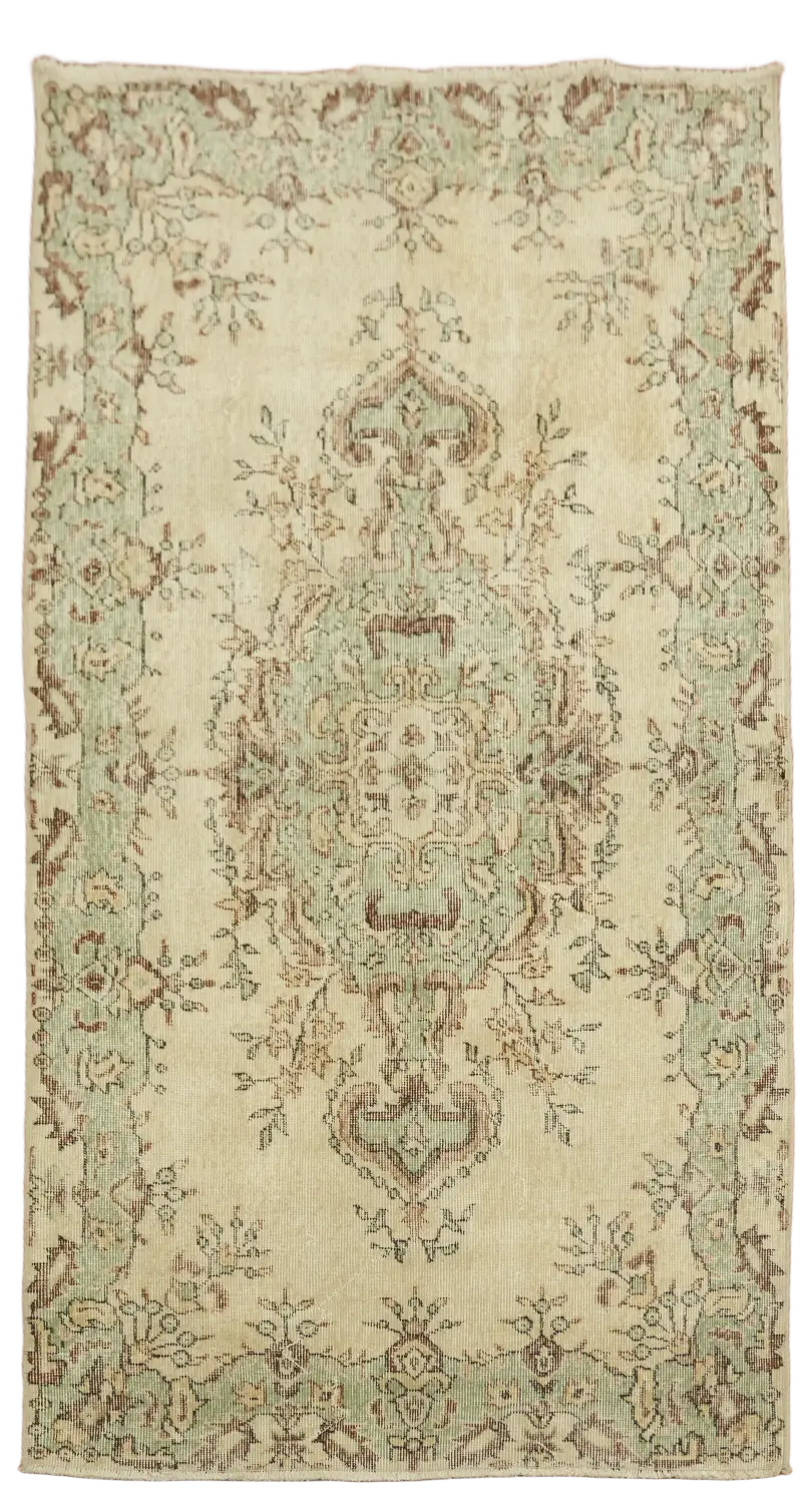 Distressed Anatolian Oriental Wool Rug 4x7