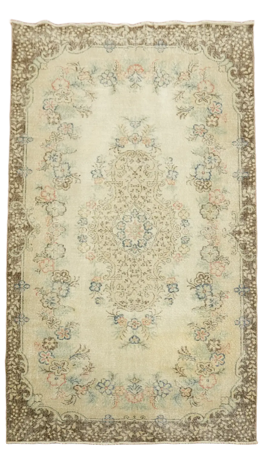 Distressed Wool Anatolian Oriental Area Rug 6x10