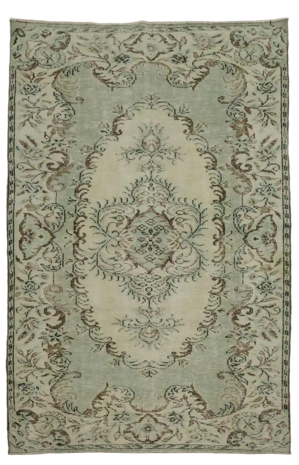 Green Vintage Wool Anatolian Oriental Area Rug 6x9