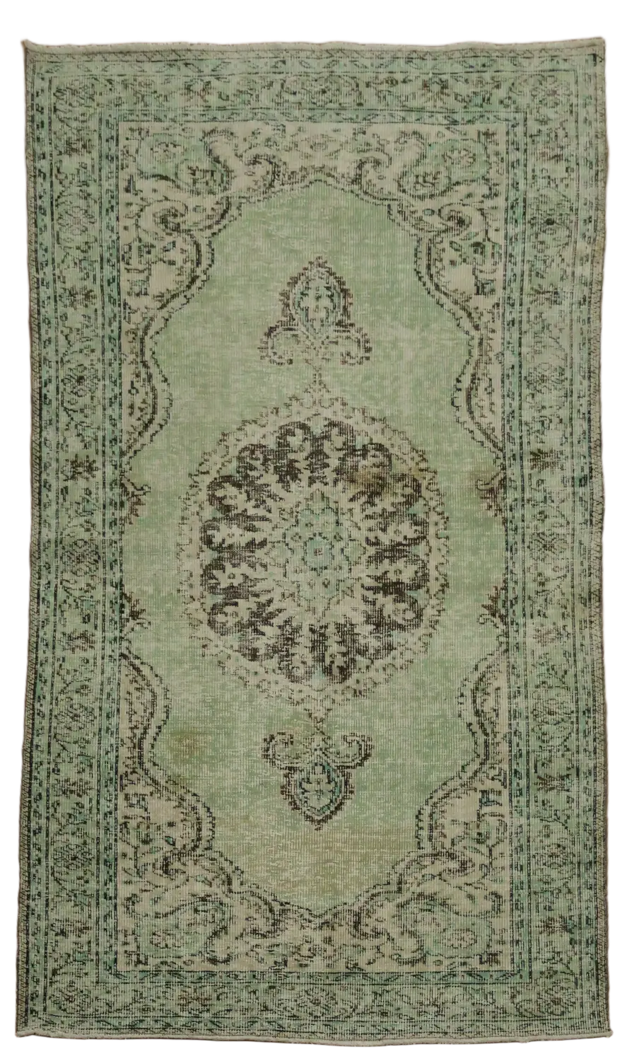 Green Vintage WoolAnatolian Oriental Area Rug 5x9