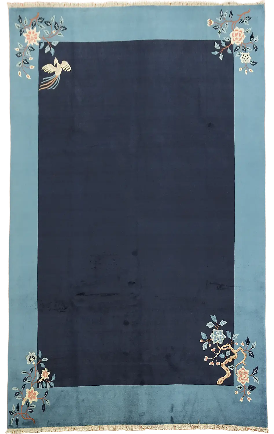 Blue Art Deco Chinese Wool Area Rug 9x13