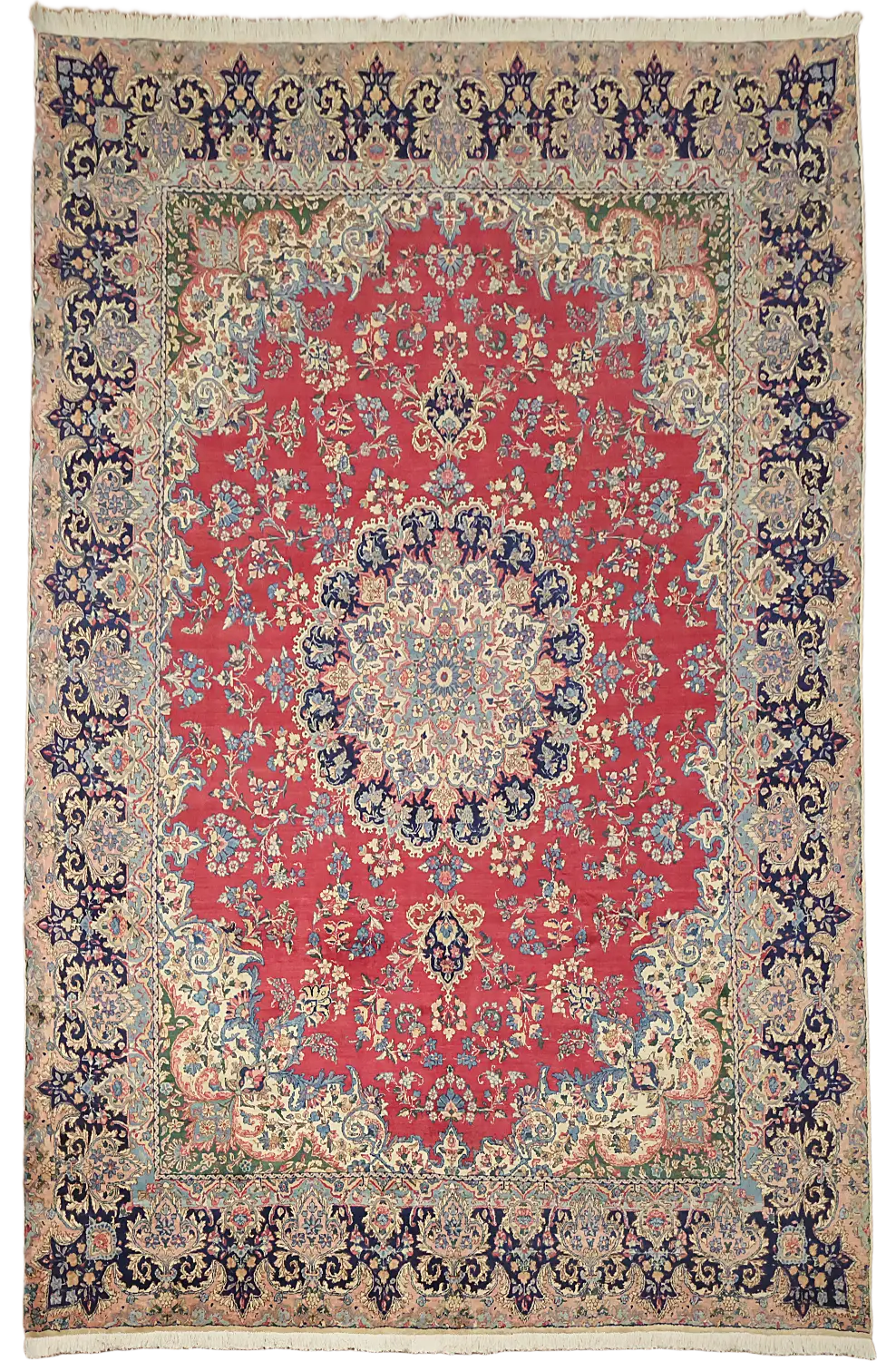Vintage Floral Wool Kerman Persian Area Rug 10x13