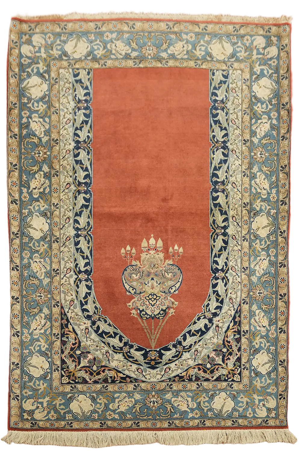 Vintage Silk & Wool Qum Persian Rug 5x7