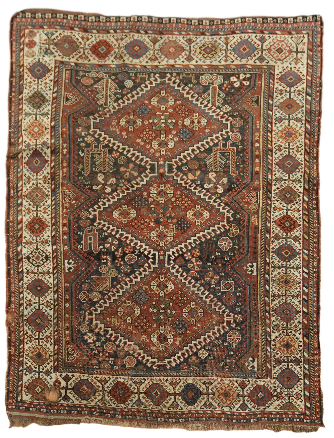 Antique Tribal Qashqai Persian Wool Rug 4x6