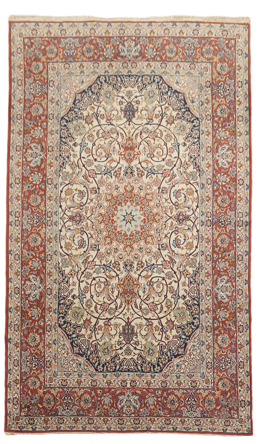 Super Fine Antique Isfahan Persian Wool Rug 5x8