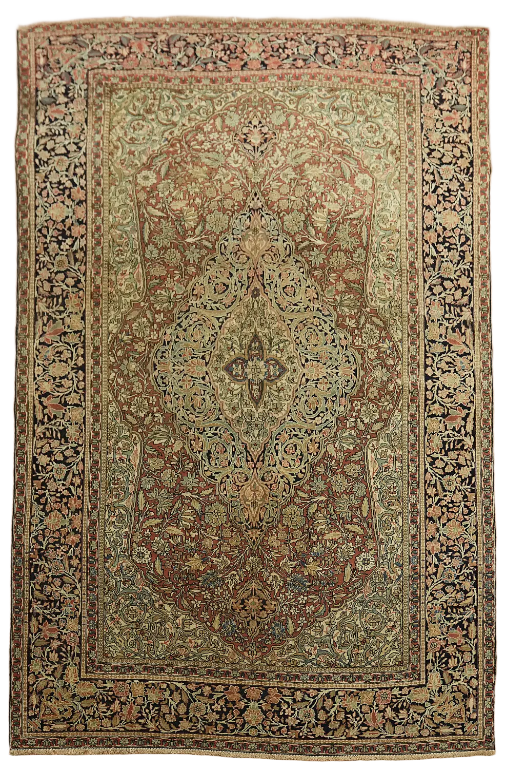 Pre-1900 Antique Sarouk Farahan Persian Wool Rug 4x7