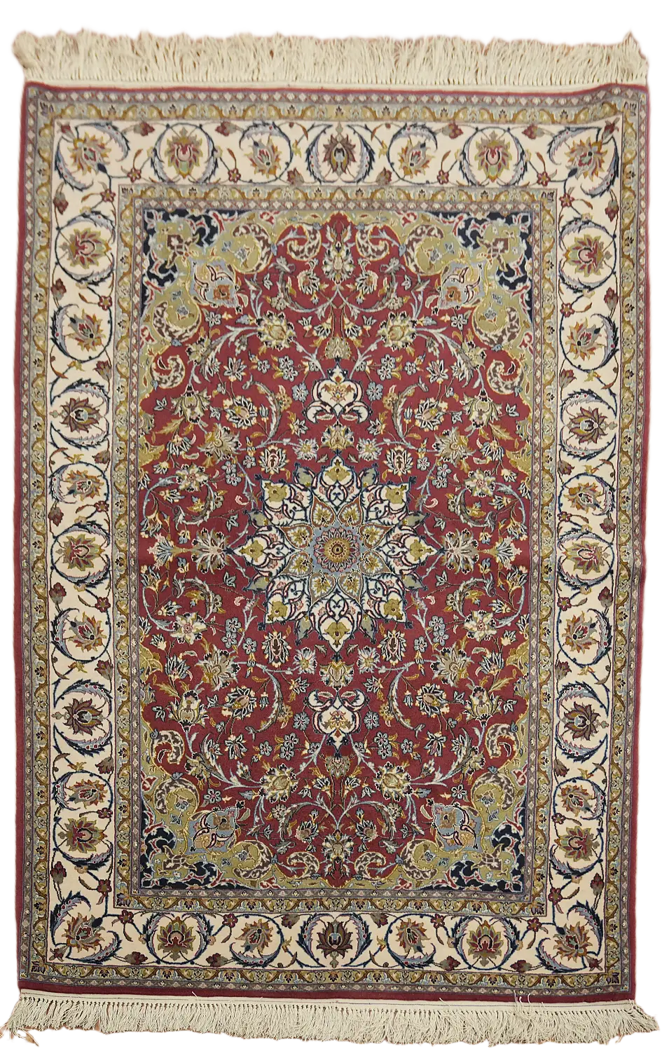 Fine Silk & Wool Isfahan Persian Rug 4x6