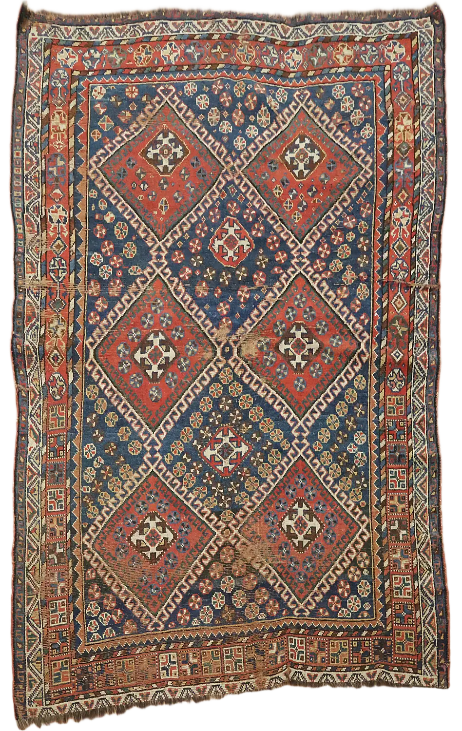 Blue Antique Qashqai Persian Wool Rug 5x7