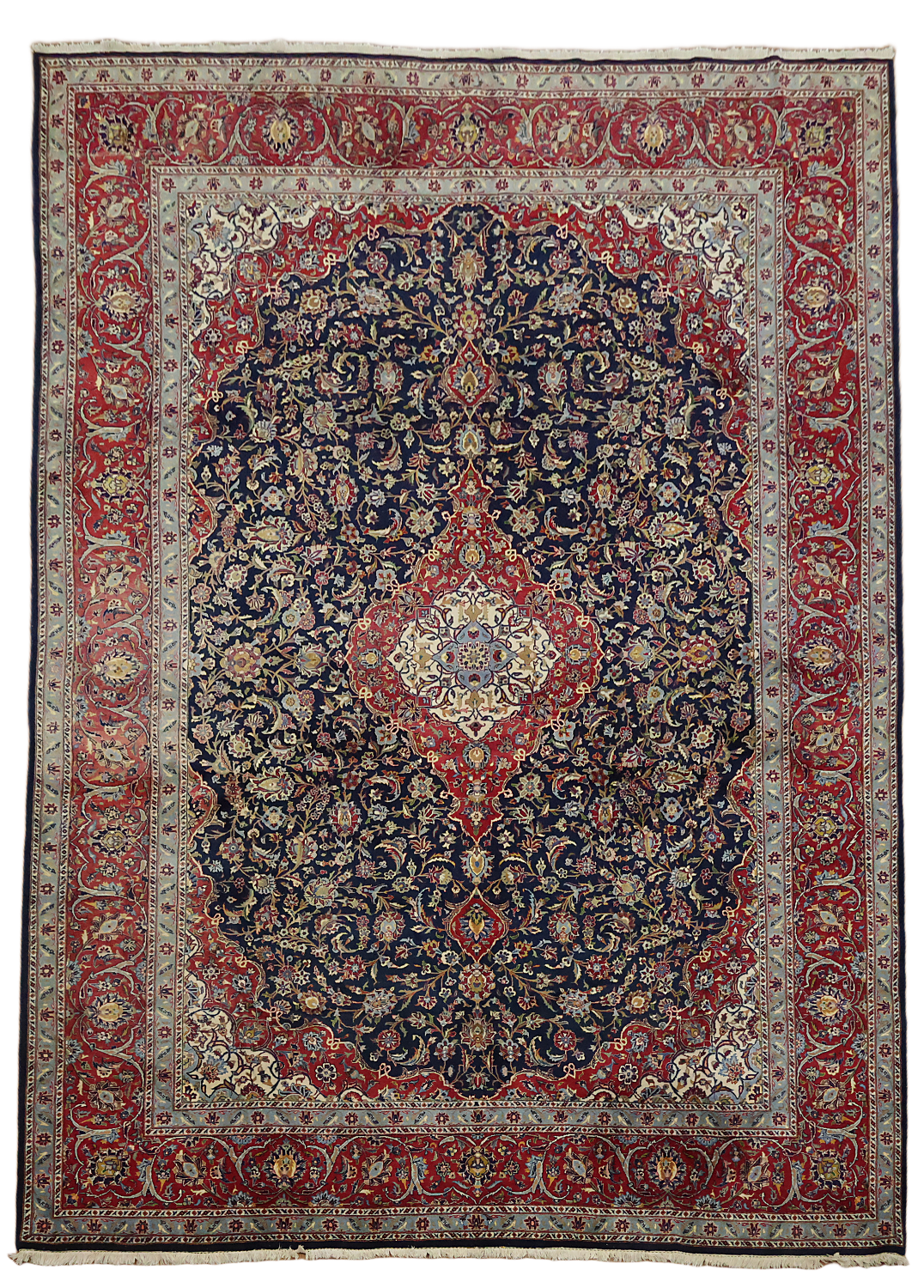 All-Over Floral Red Kerman Large Persian Rug 10x14