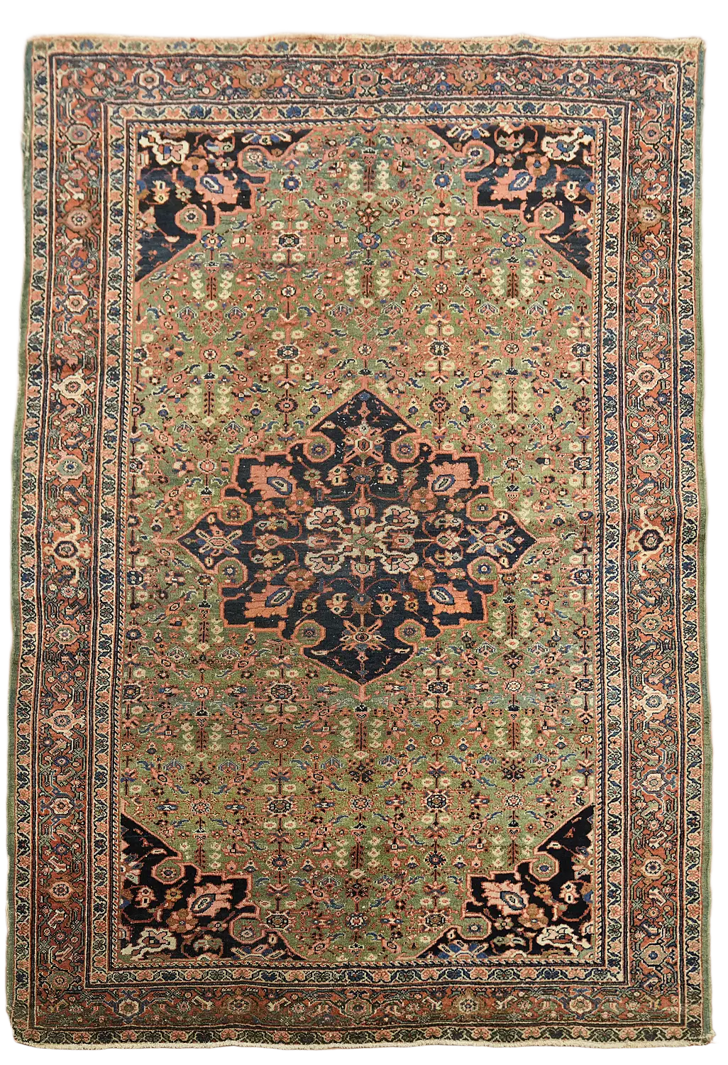 Green Antique Wool Sultanabad Persian Rug 4x6