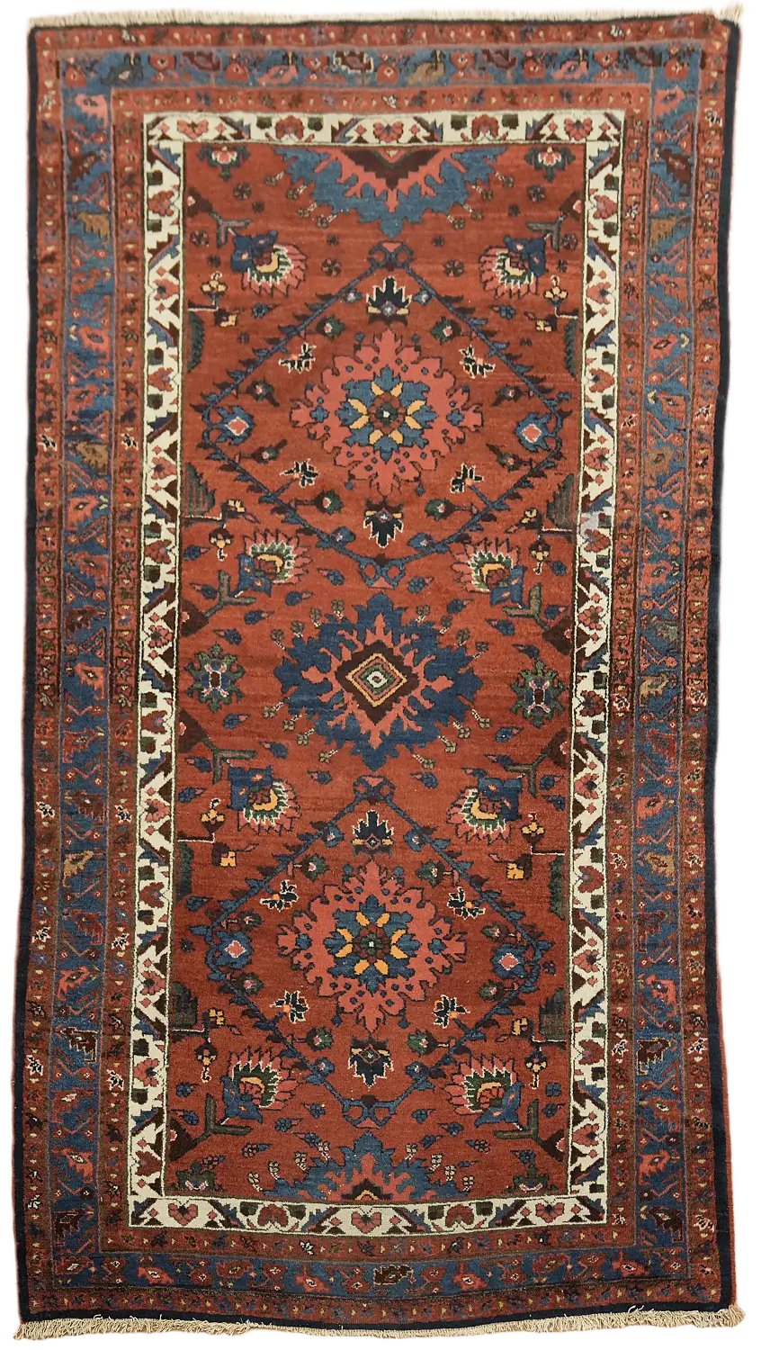 Vintage Wool Geometric Bakhtiari Persian Rug 4x6