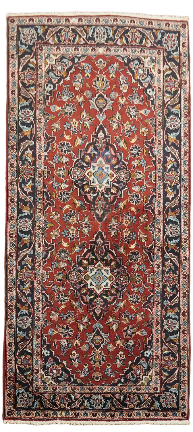 Vintage Floral Kashan Persian Runner Wool Rug 3x7