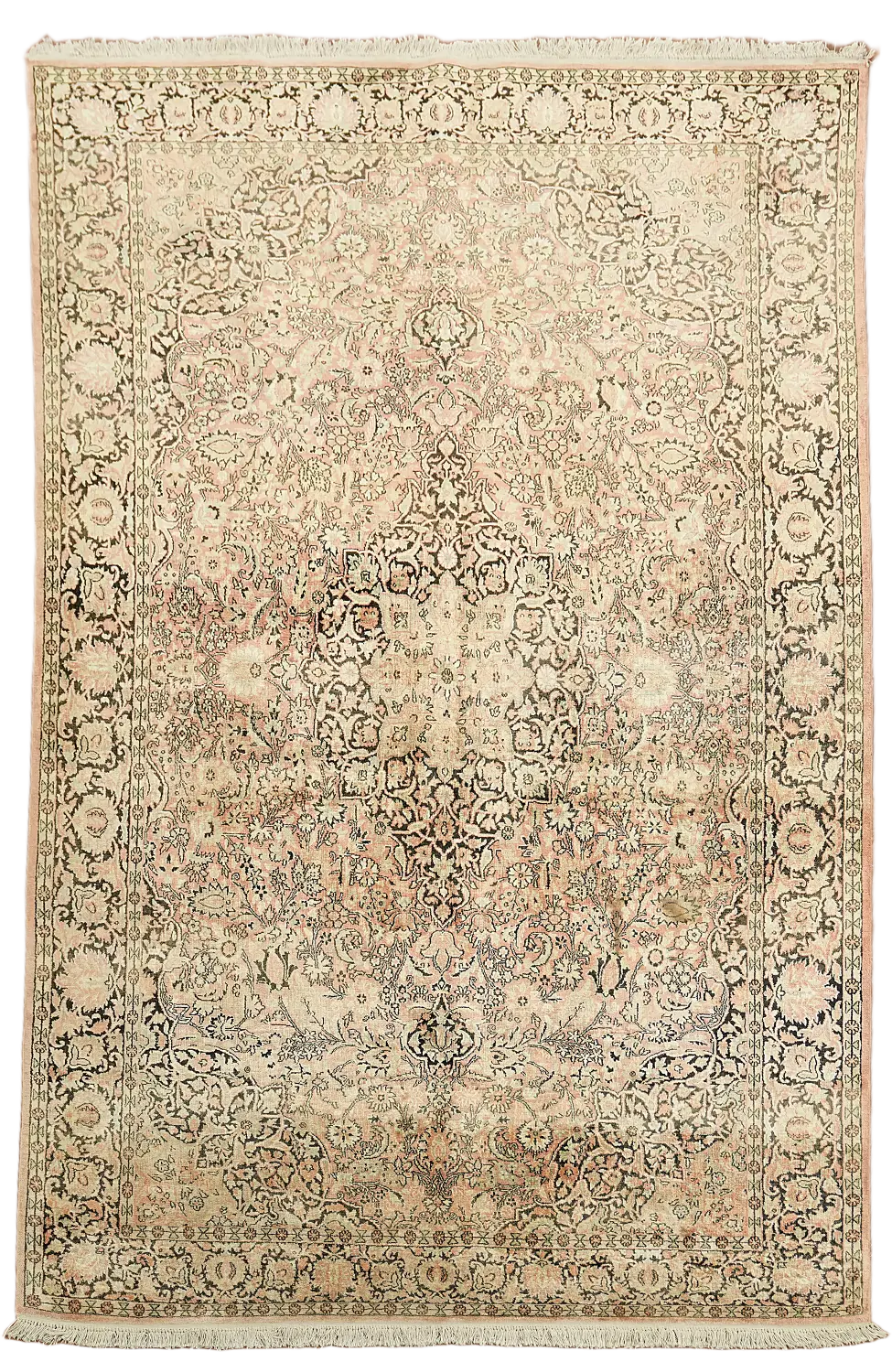 Vintage Kashmir Oriental Silk Area Rug 6x9