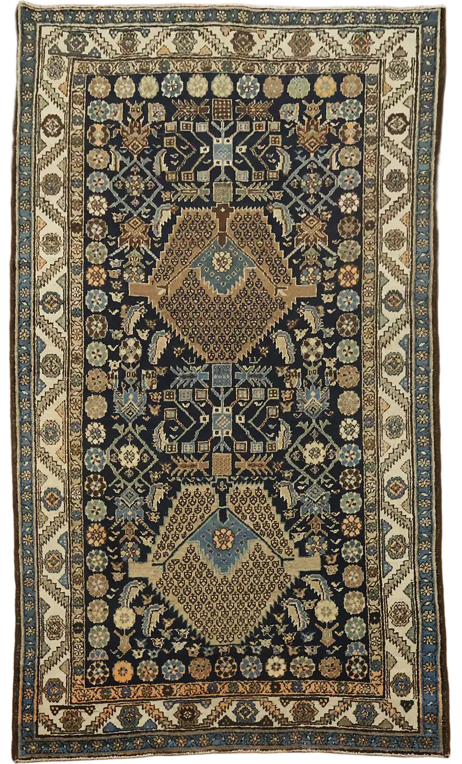 Blue Vintage Hamedan Persian Wool Rug 4x6
