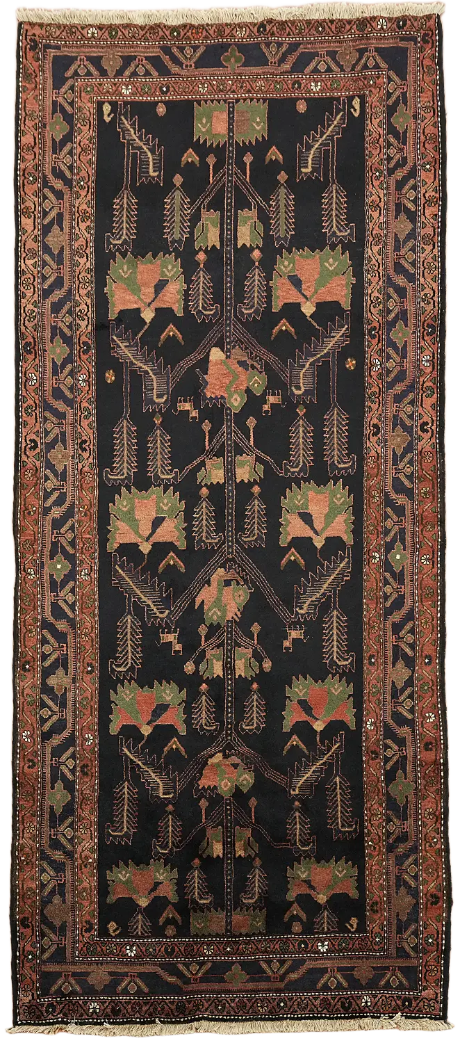 Blue Geometric Tribal Wool Malayer Persian Area Rug 5x10