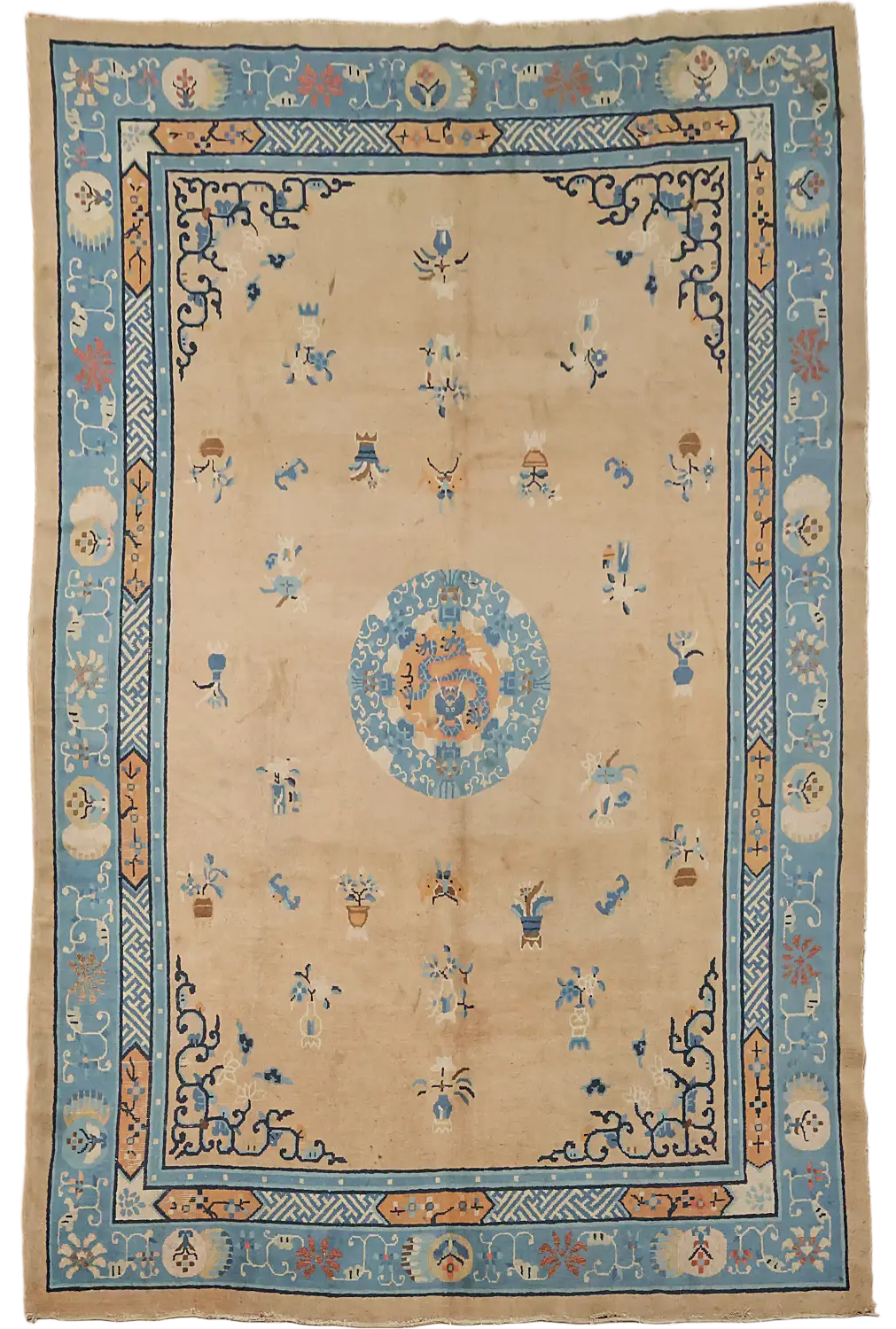 Antique Wool Art Deco Chinese Area Rug 8x11