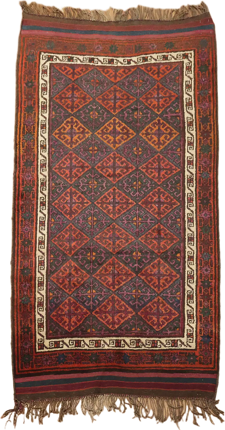 Tribal Vintage Balouch Persian Rug 4x7