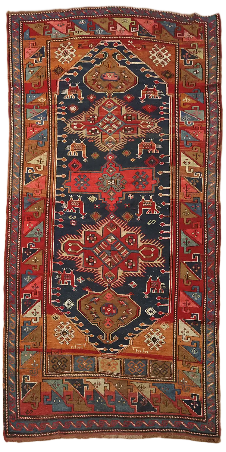 Blue Vegetable Antique Tribal Wool Kazak Oriental Area Rug 5x9