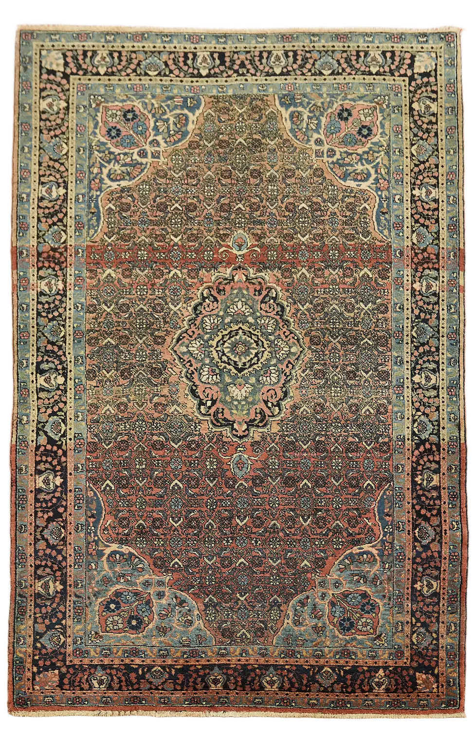 Vintage Geometric Wool Bidjar Persian Rug 4x7