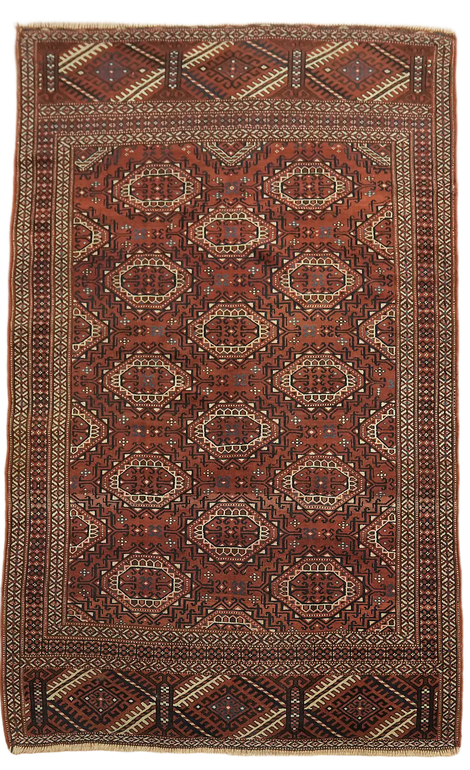 Vintage Geometric Wool Balouch Persian Rug 4x7
