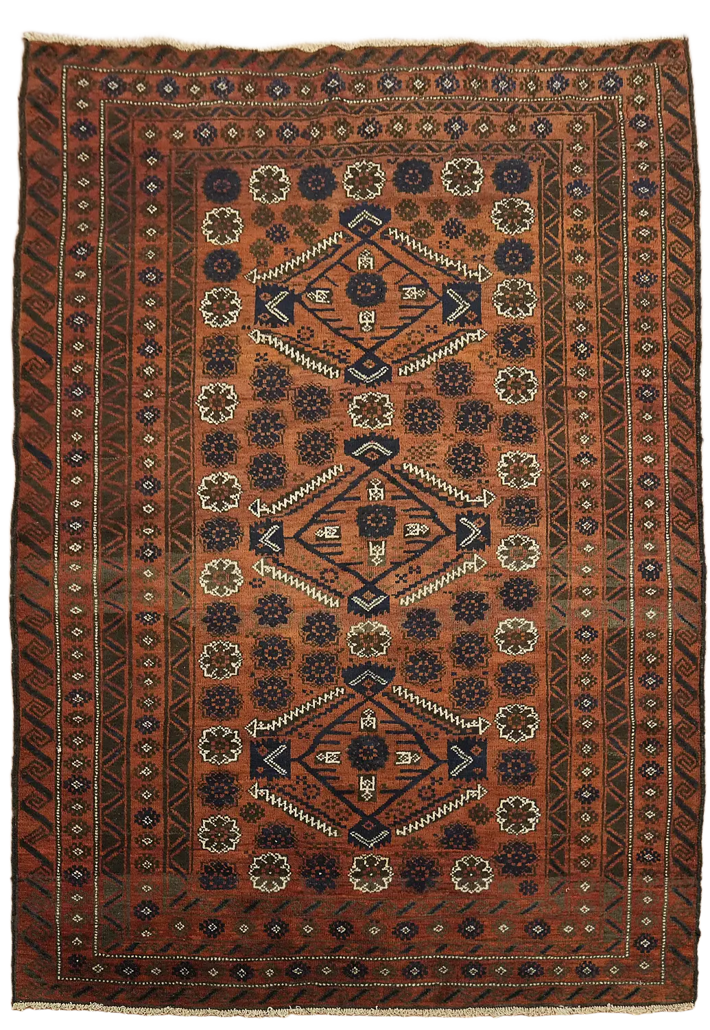 Vintage Wool Balouch Persian Rug 5x7