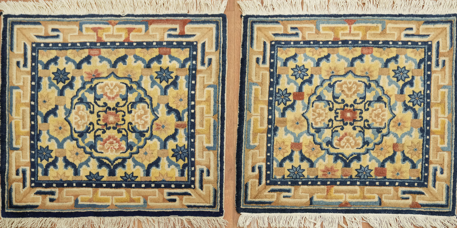 Ivory & Blue Square Oushak Oriental Large Rug 14x14