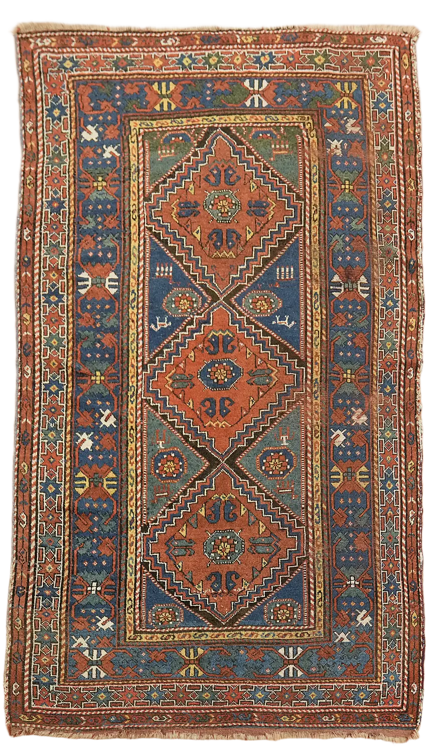 Pre-1900 Antique Qashqai Persian Wool Rug 4x8