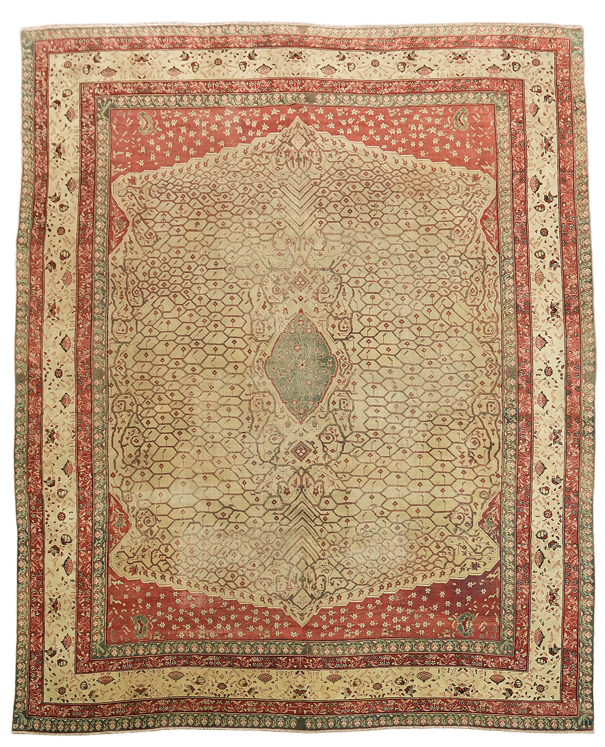 Pre-1900 Antique Agra Oriental Large Wool Rug 13x16 Museum Piece