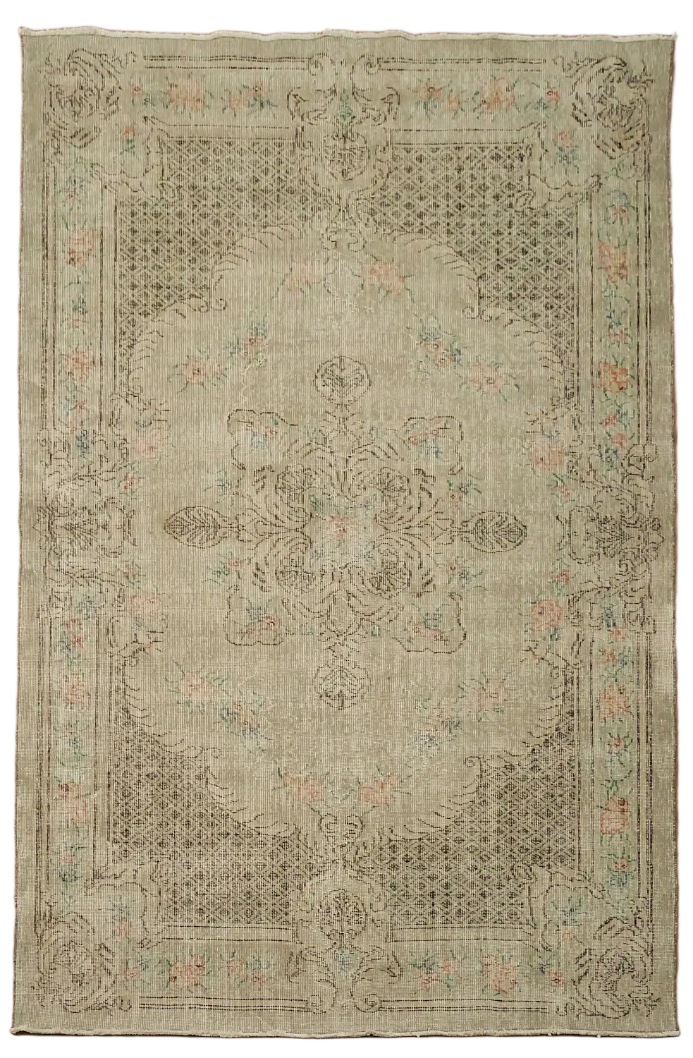 Distressed Vintage Wool Anatolian Turkish Area Rug 6x9