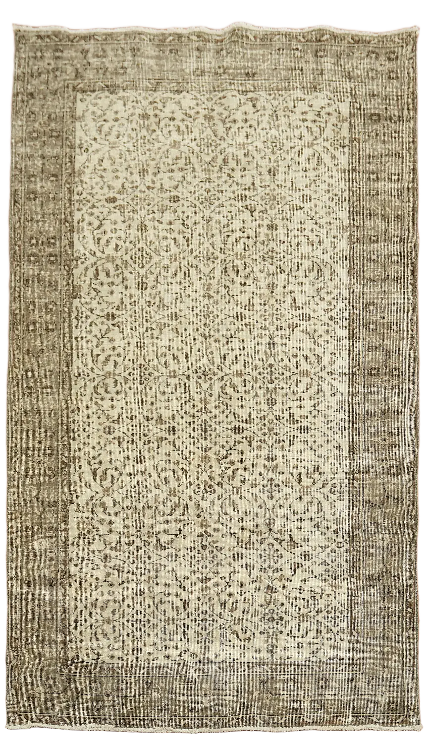 Vintage Anatolian Turkish Distressed Wool Rug 5x8