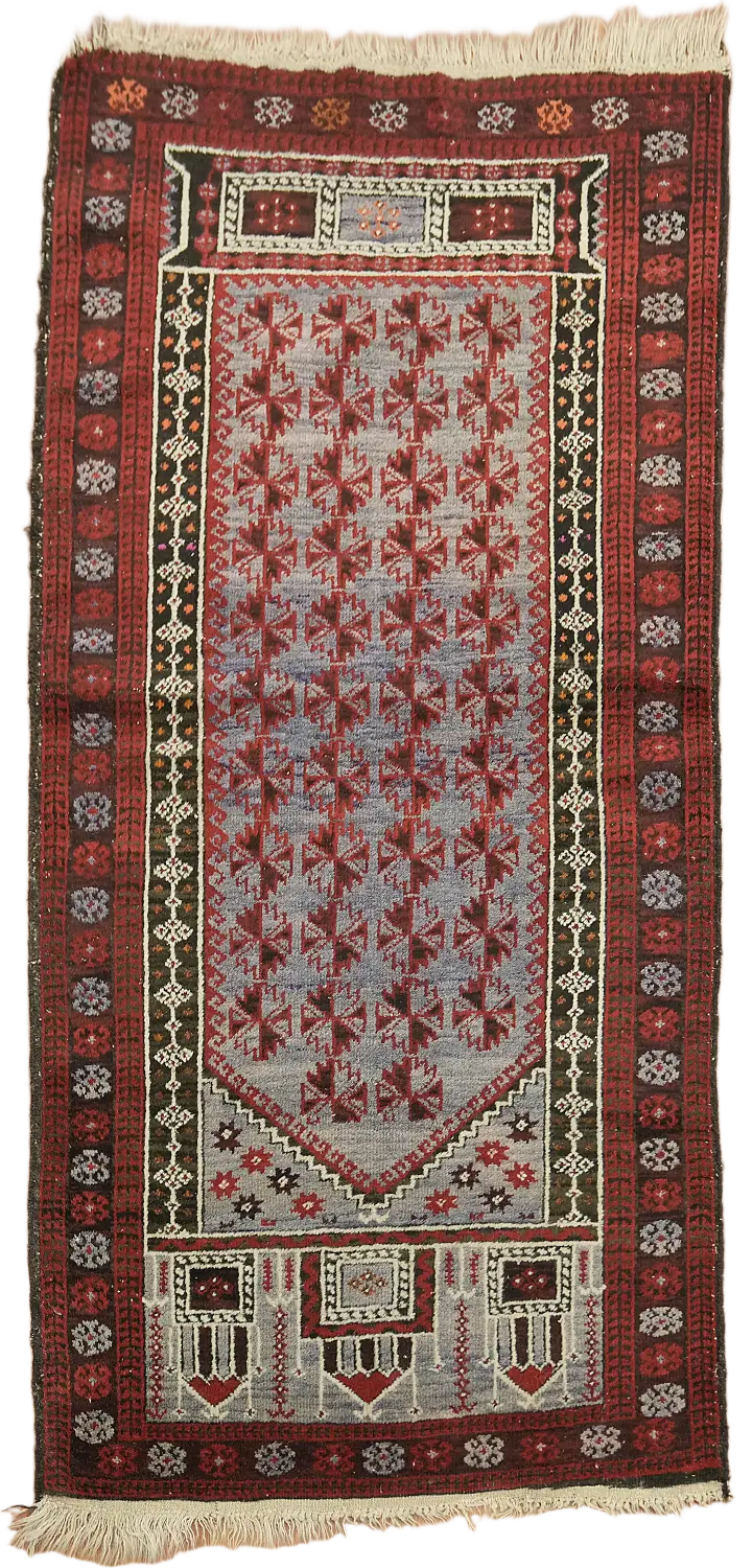 Wool Balouch Oriental Vintage Rug 3x5