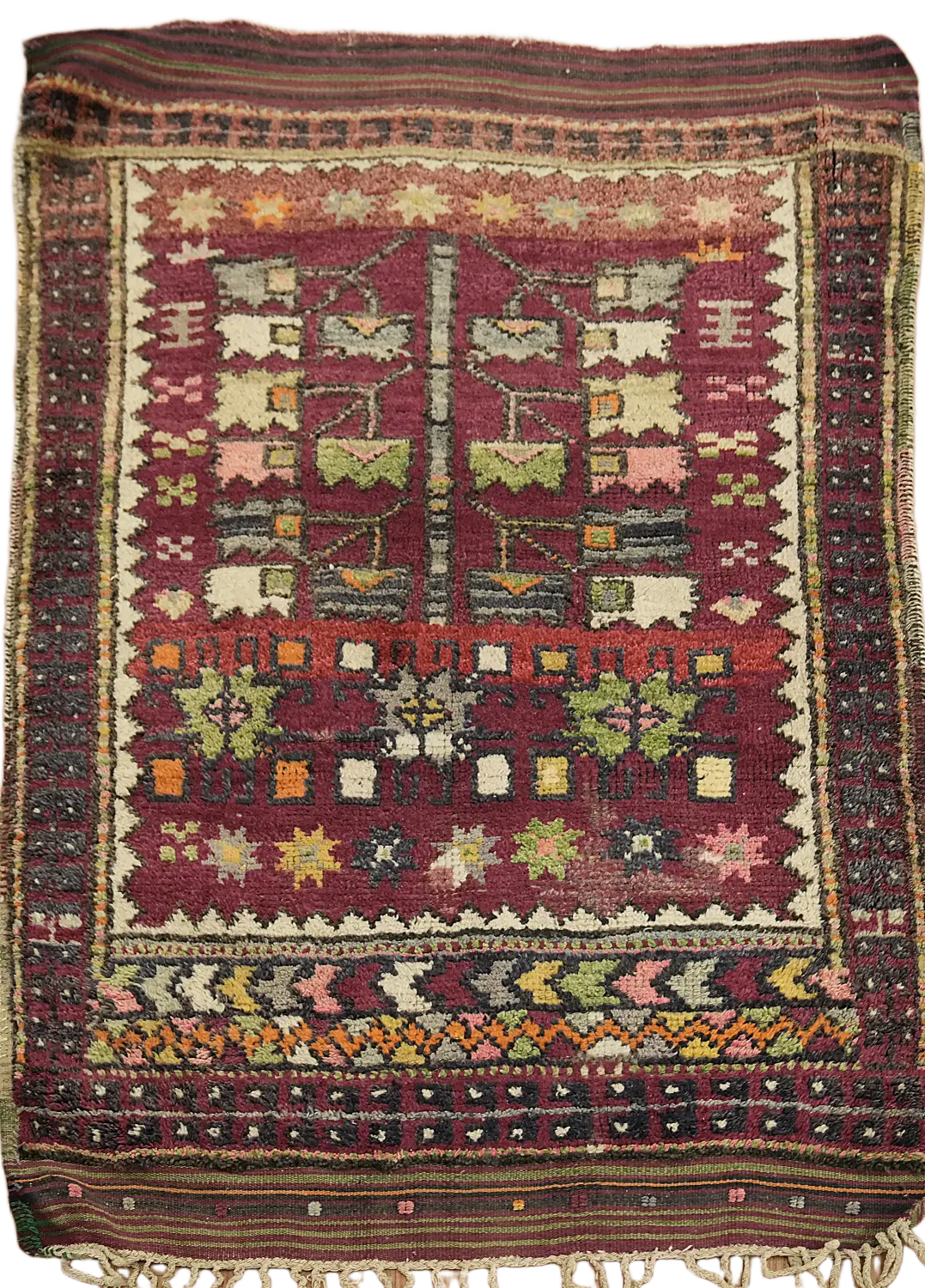 Old Vintage Oushak Wool  Oriental Tribal Rug 3x4