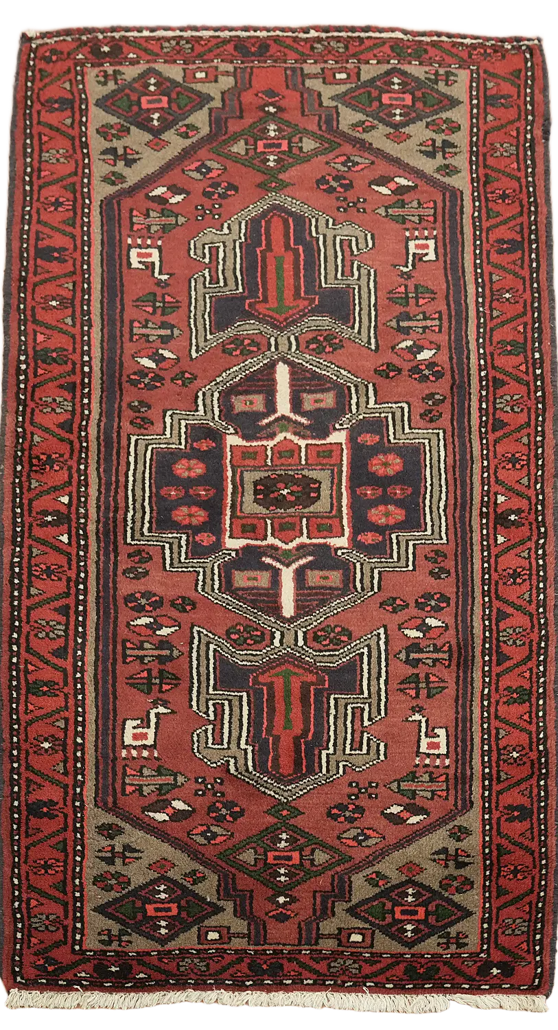 Vintage Wool Hamedan Persian Rug 3x5