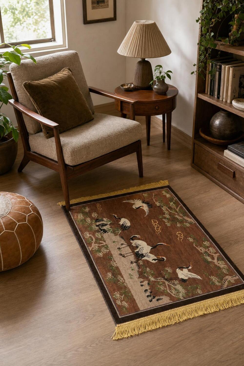 Old Vintage Pictorial Art Deco Chinese Silk Rug 3x5