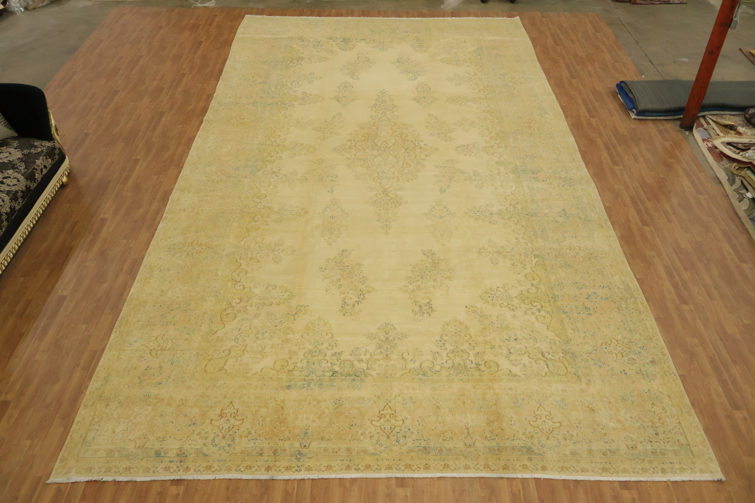 Vintage Kerman Persian Large Wool Rug 13x25 | Rug Source