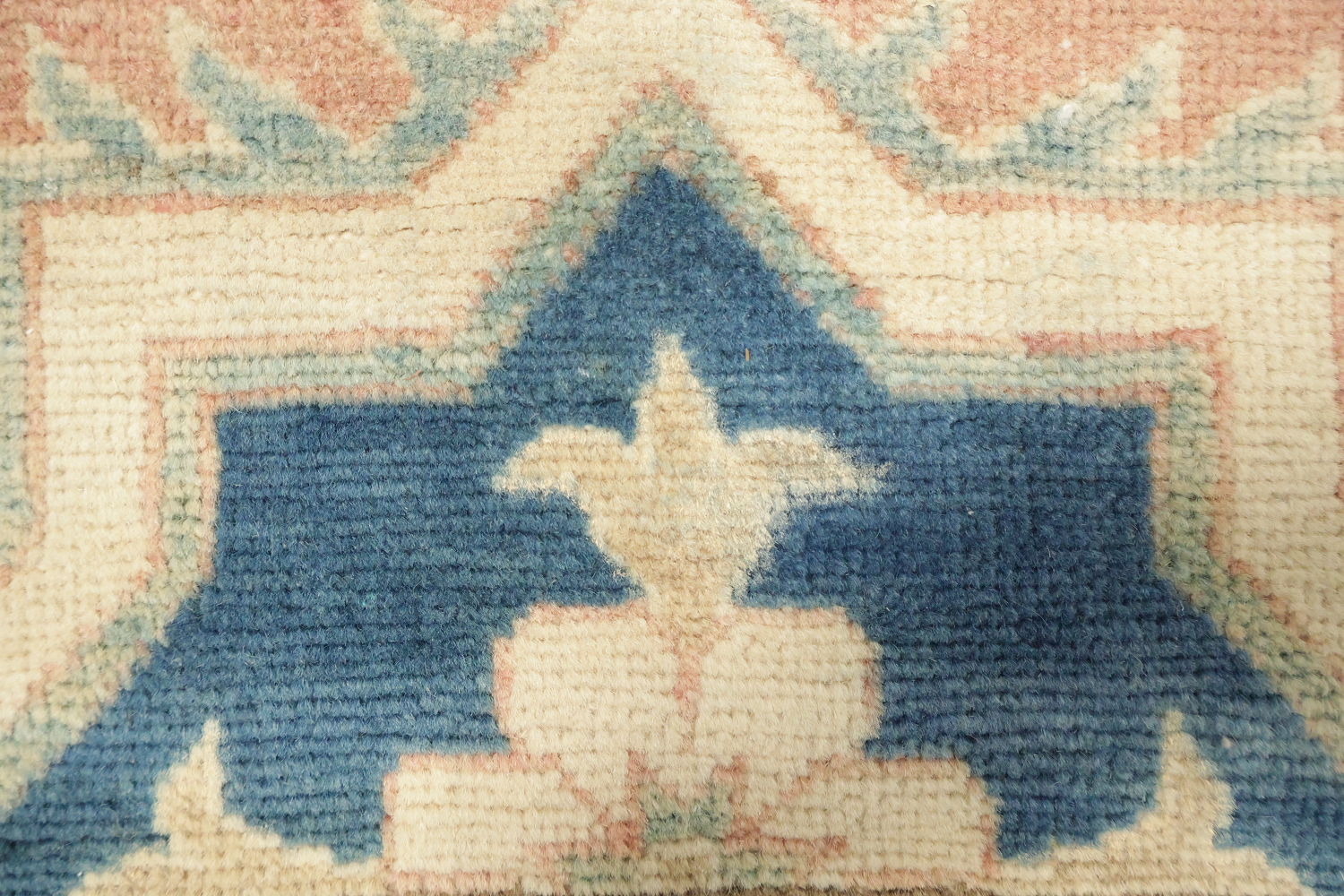 Traditional Kazak Geometric Rug in Soft Peach Terracotta and Blue Shades 8'x11'