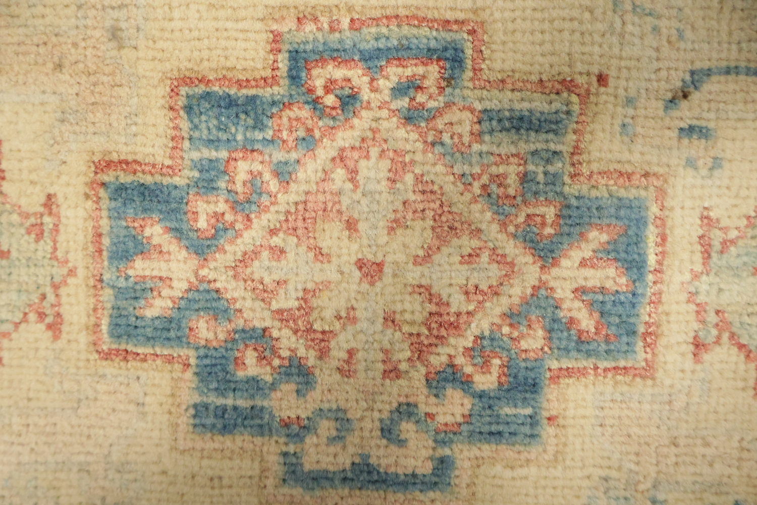 Traditional Salmon Red Kazak Geometric Area Rug in Warm and Subtle Tones 8'x10'