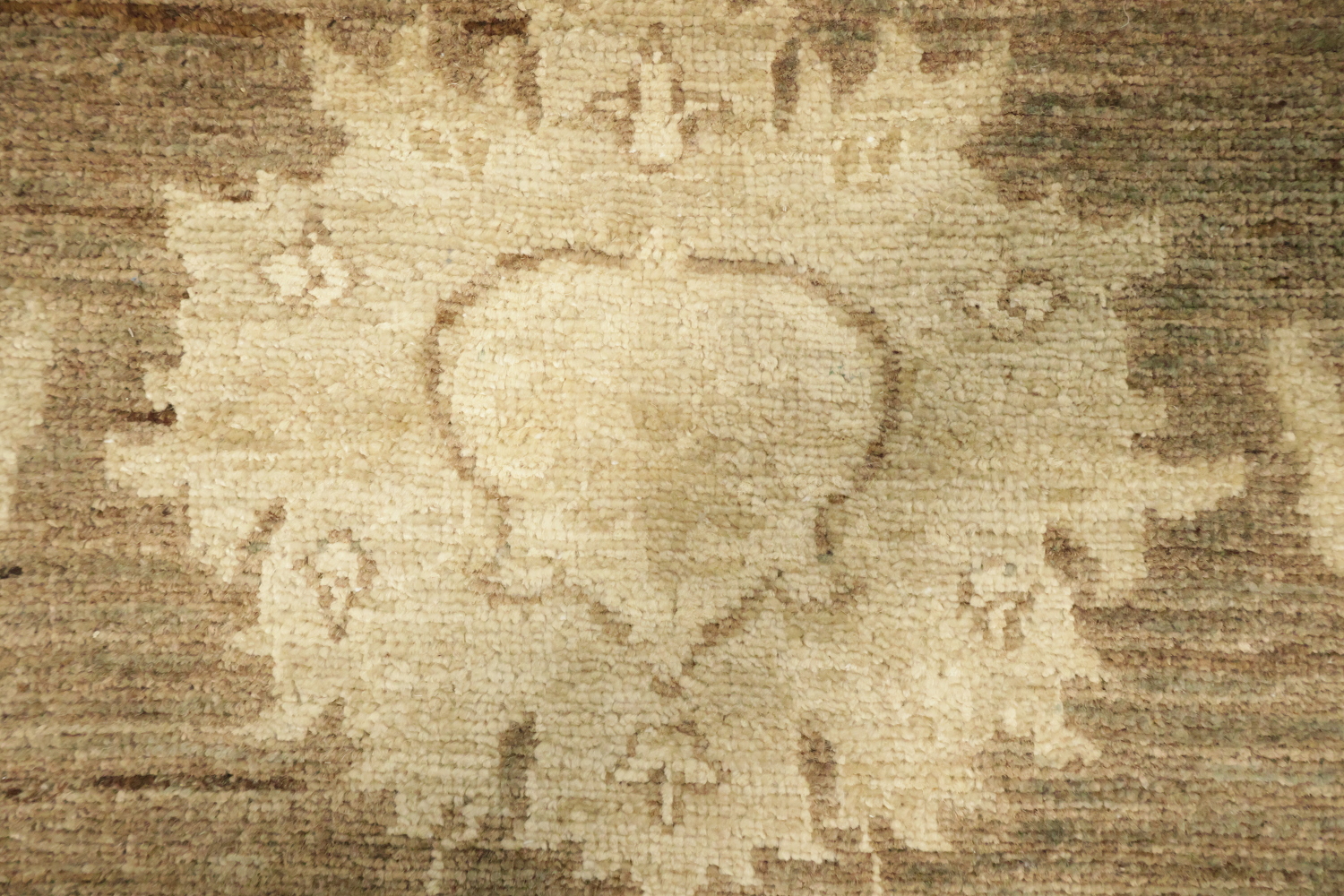 Beige and Brown Traditional Floral Oushak Turkish Wool Rug 8'x11'