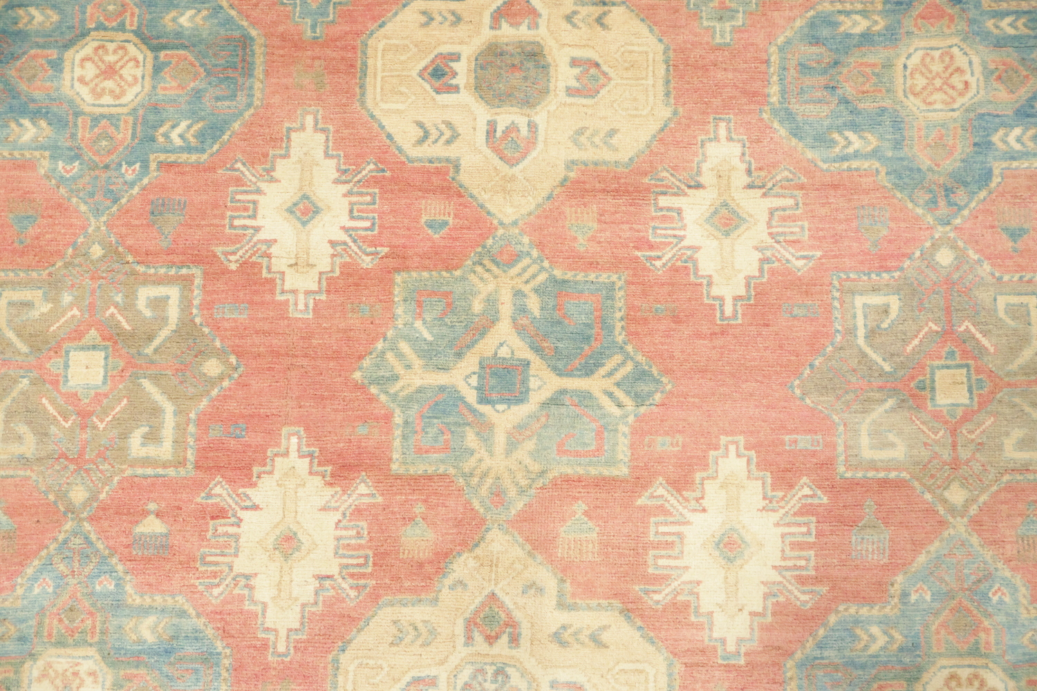 Muted Red Kazak Vintage-Inspired Area Rug with Soft Pastel Hues 8'x10'