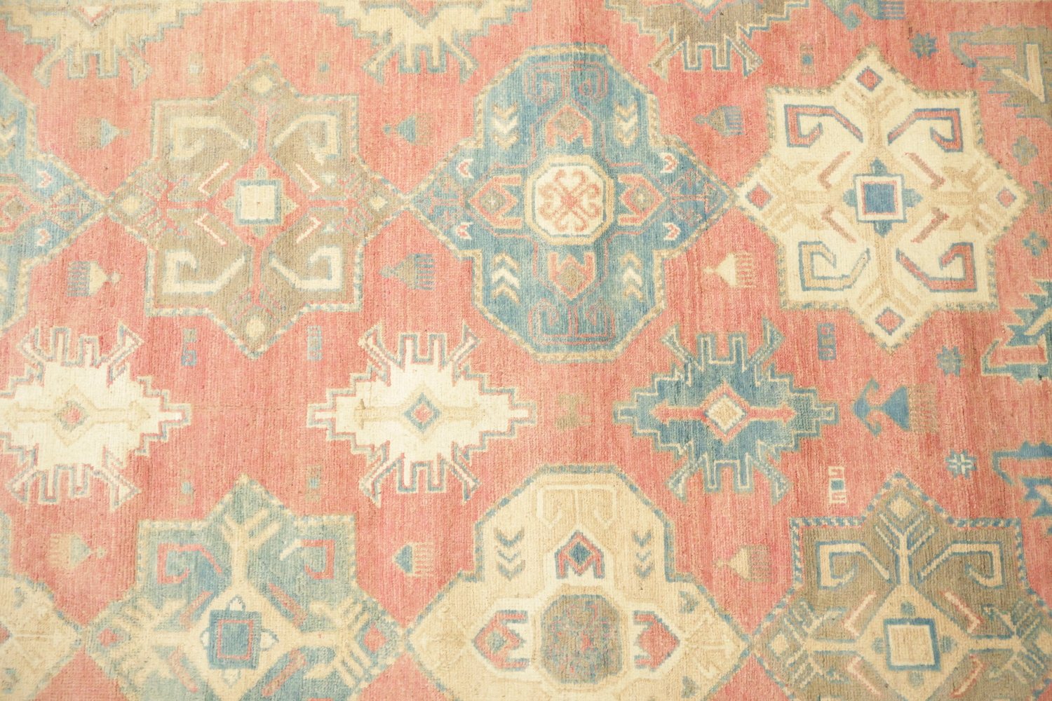 Muted Red Kazak Vintage-Inspired Area Rug with Soft Pastel Hues 8'x10'