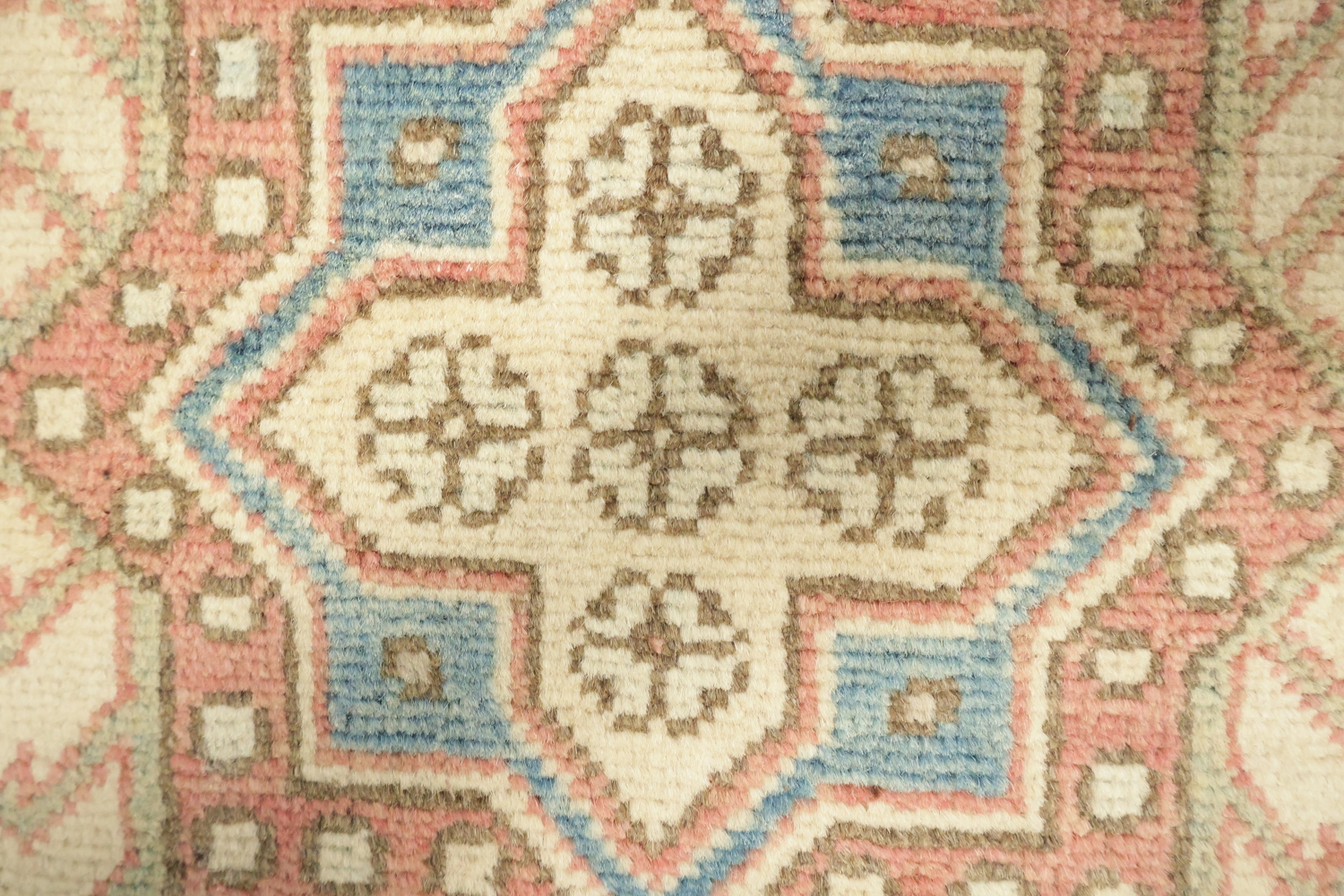 Classic Pastel Toned Kazak Area Rug with Intricate Geometric Design 7'x10'