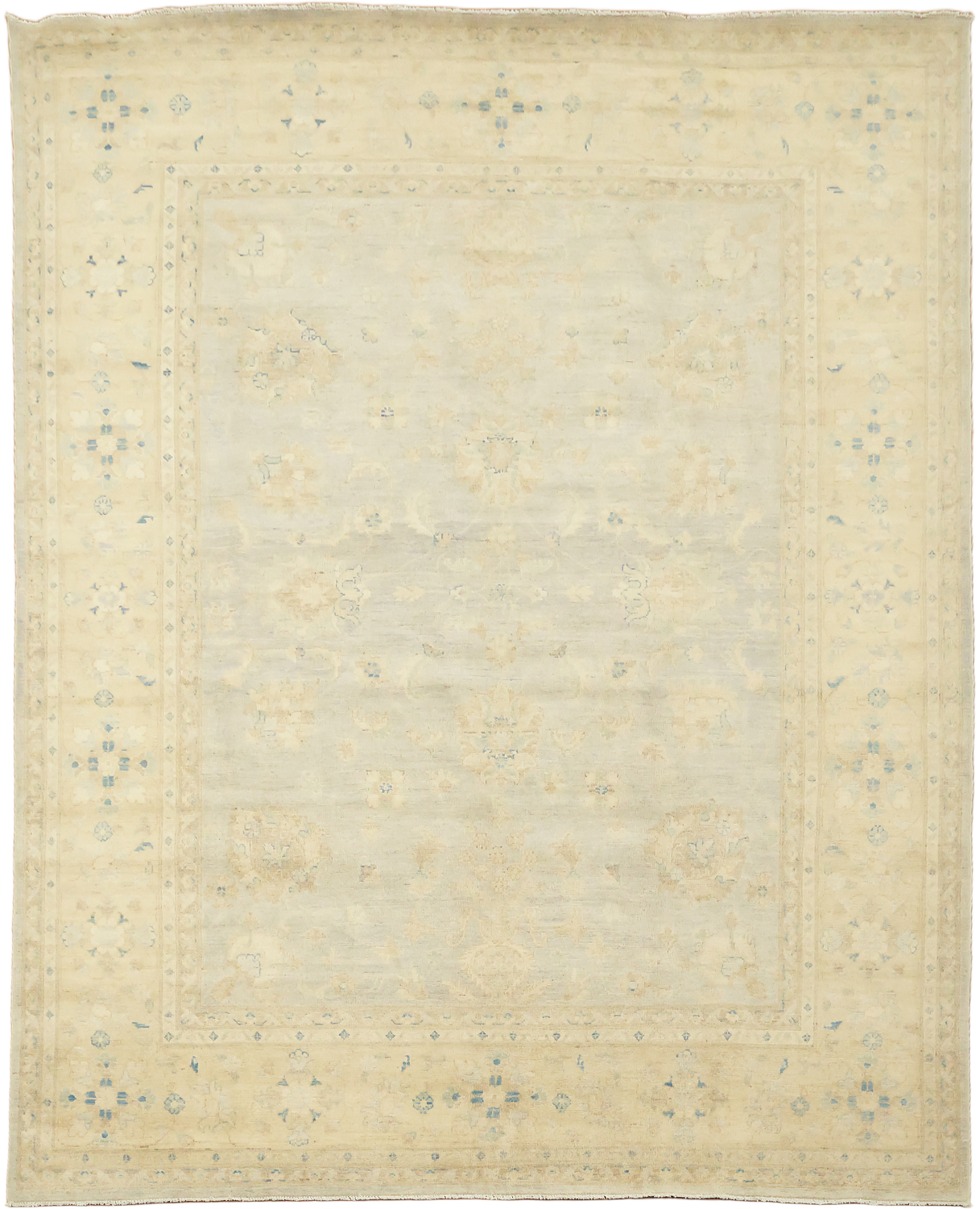 Elegant Muted Light Blue and Beige Traditional Kazak Rug 8'x10'