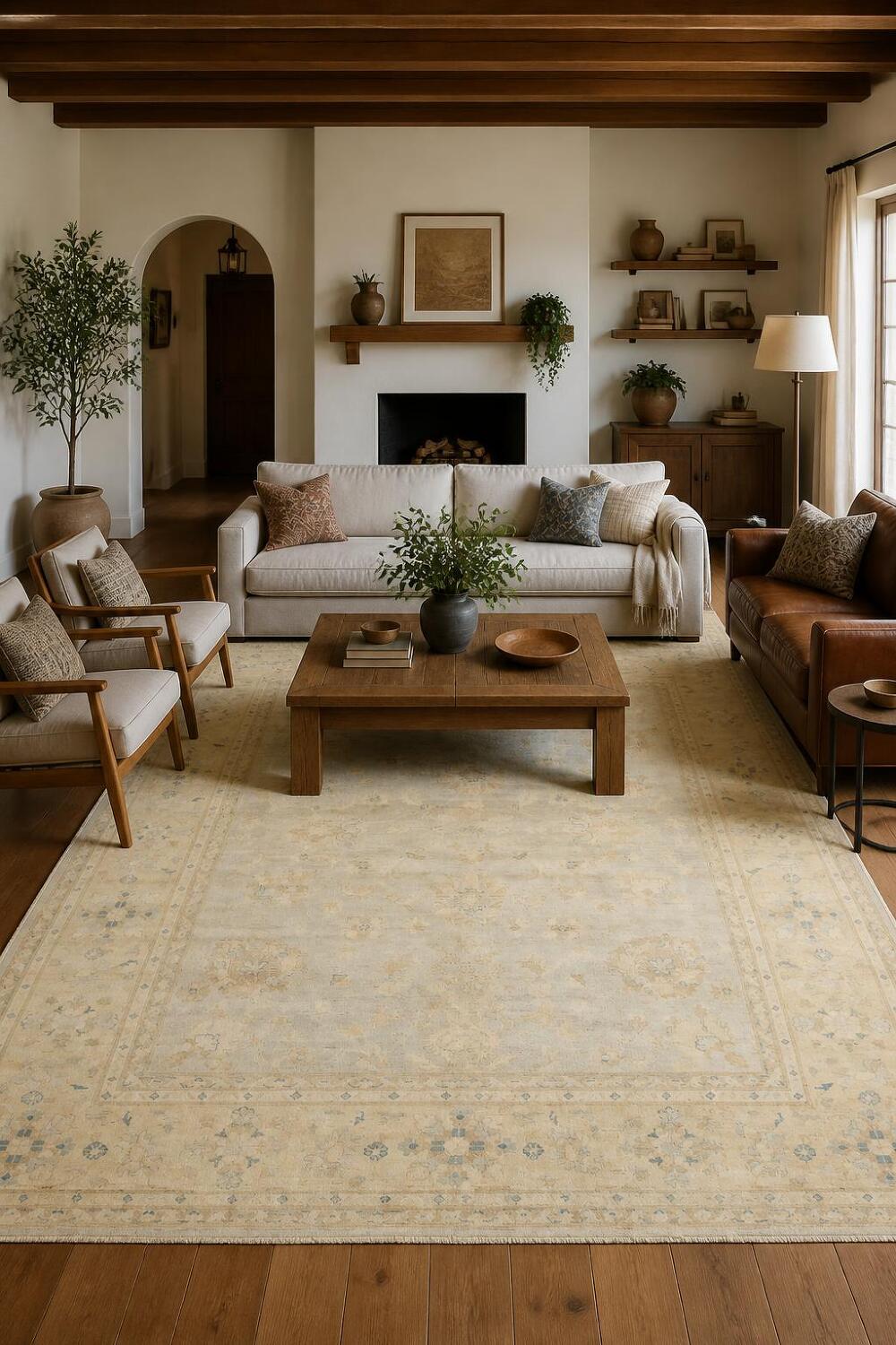 Elegant Muted Light Blue and Beige Traditional Kazak Rug 8'x10'
