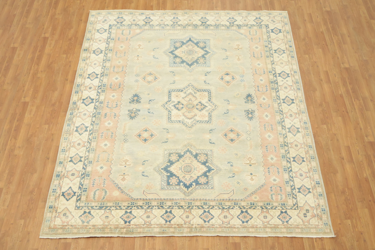 Muted Soft Baby Blue Traditional Kazak Area Rug 8x10
